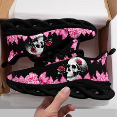 Skull & Rose Thick Sole Sneakers Lightweight Casual Wear