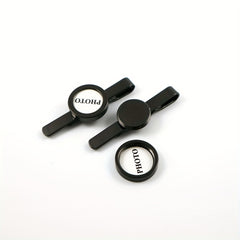 2pcs Copper Plated Gun Round Glass DIY Can Hold Photos Photo Tie Clip For Men