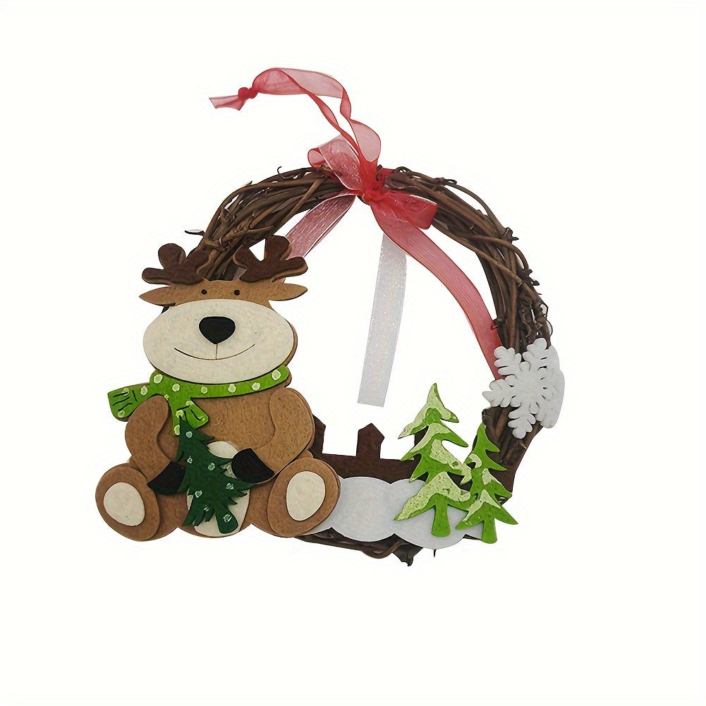Christmas Rattan Wreath 1pc Natural Front Hanging Garland