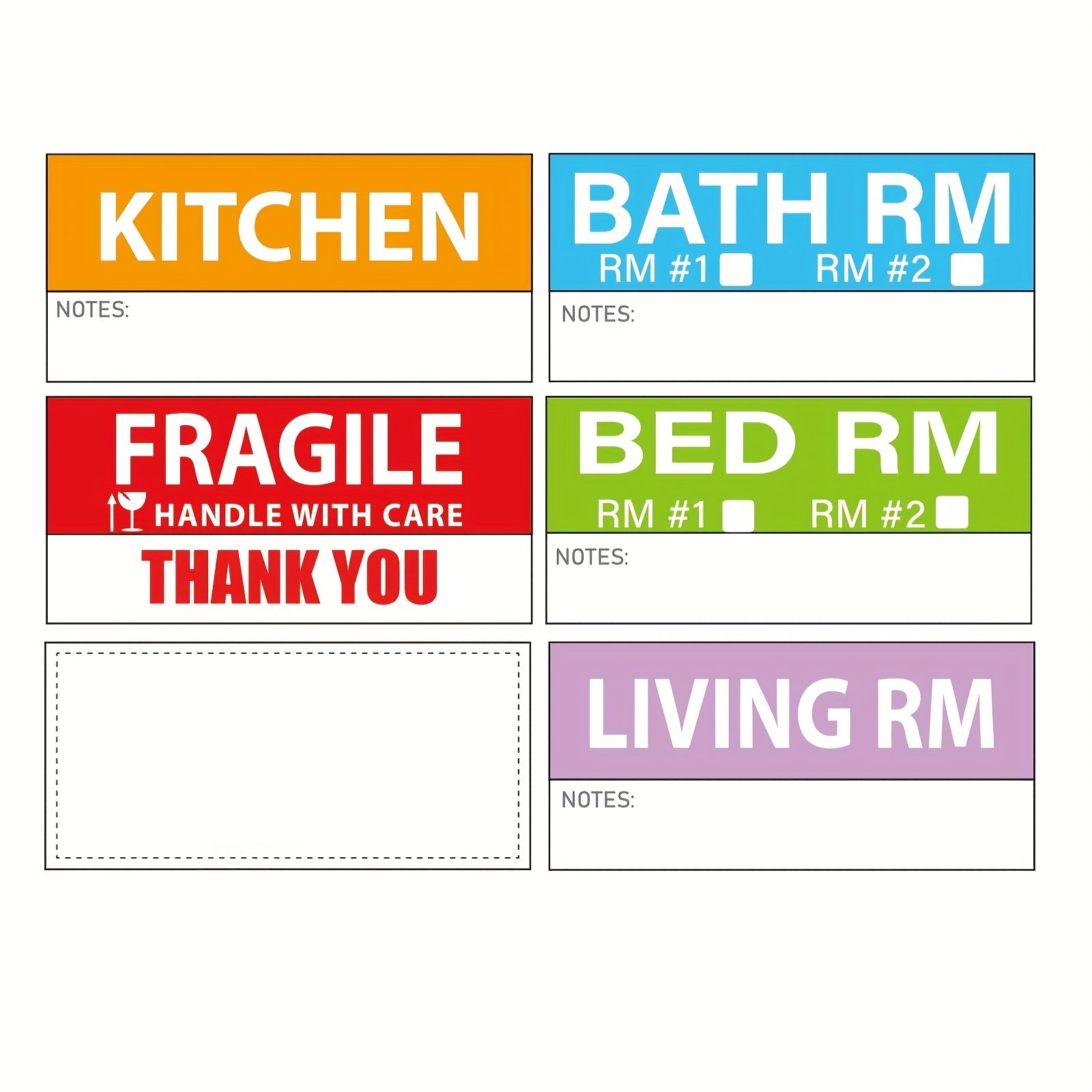 120pcs Home Moving Labels 4 Coded Packing Labels Fragile Stickers