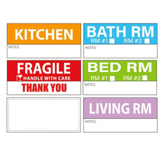120pcs Home Moving Labels 4 Coded Packing Labels Fragile Stickers