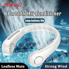 Bladeless Neck Fan USB Rechargeable Hands Wearable Air Cooler