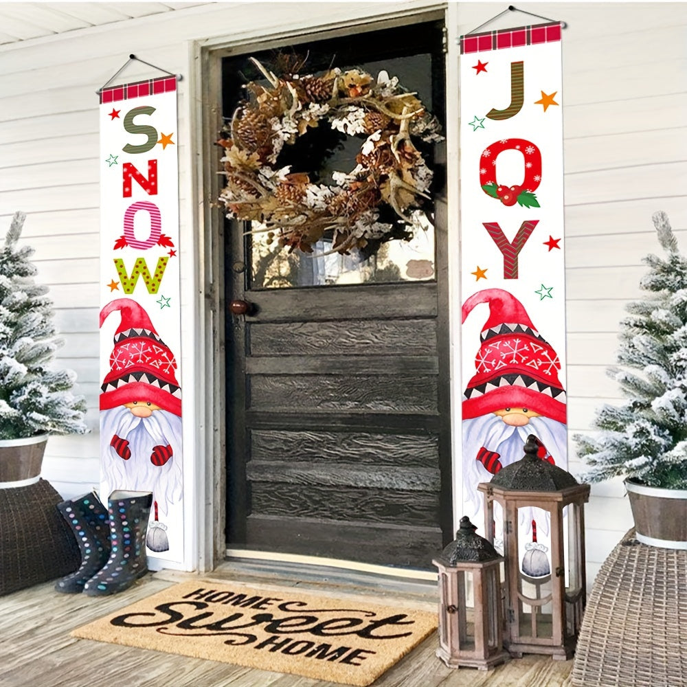 2pcs Christmas Porch Signs Merry Christmas Hanging Banners Holiday Home Decor