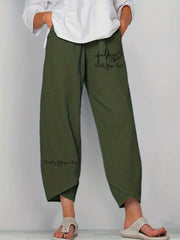 Graphic Print Elastic Waist Pants for Women