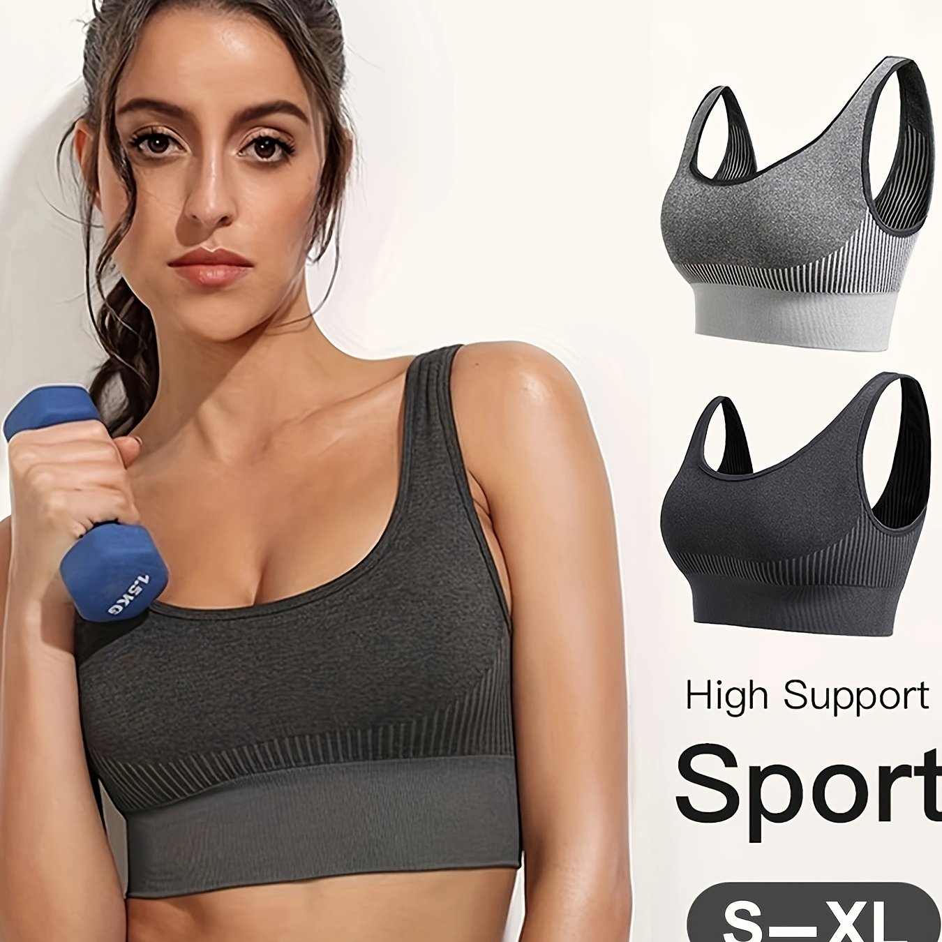 2pcs Seamless Wireless Sports Bras Comfy & Breathable Tank Bra