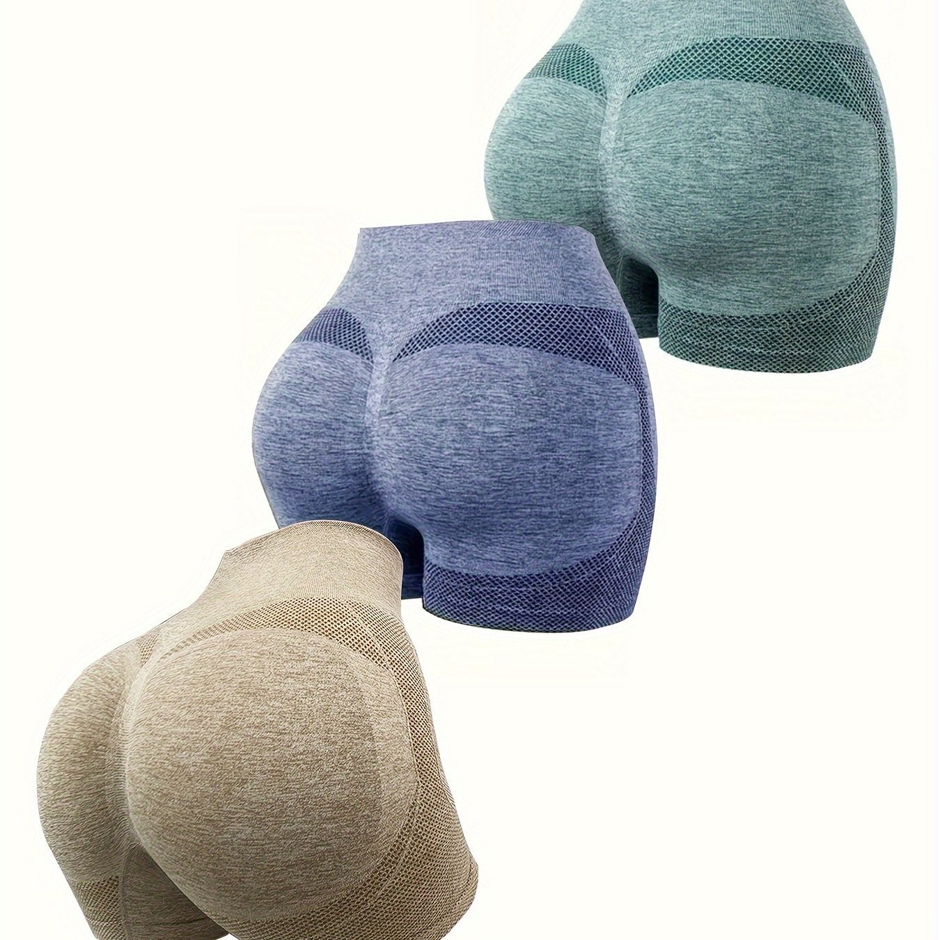 3Pcs High Waist Yoga Shorts Tummy Control Fitness Activewear