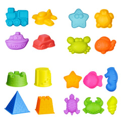 Colorful Beach Toy Set with Sand Molds and Animal Shapes