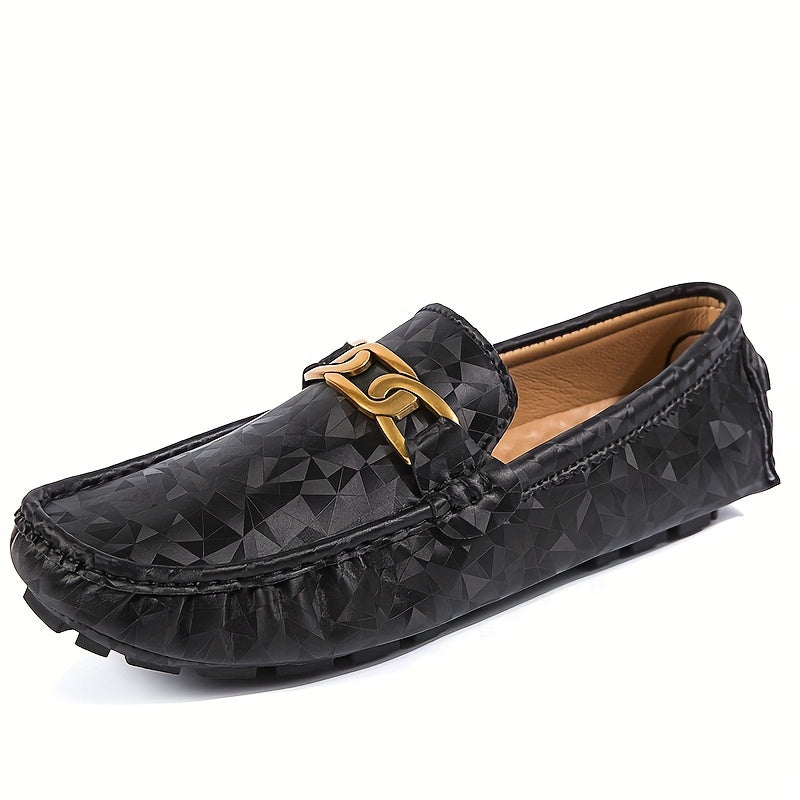 Men's Metallic Decor Loafer Shoes Non slip Moccasin