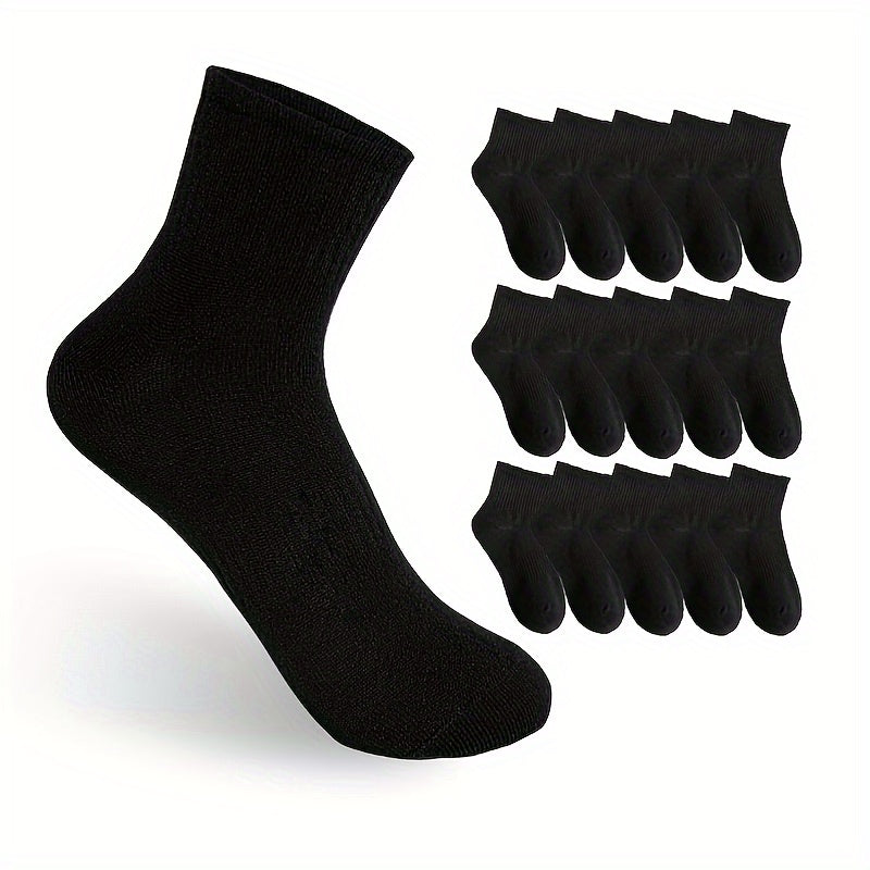 16 Pairs Solid Short Socks Comfy & Breathable Women's Casual Stockings