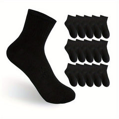 16 Pairs Solid Short Socks Comfy & Breathable Women's Casual Stockings