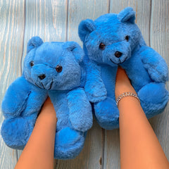 Women's Teddy Bear Novelty Slippers Soft Sole Slip On Flat Shoes