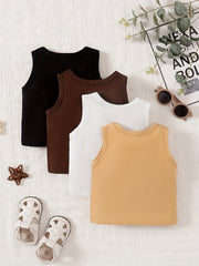 4pcs Baby Boys Casual Round Neck Tank Top Set for Summer