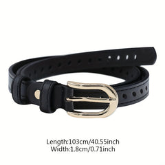 Vintage Eyelet PU Leather Belt Oval Pin Buckle Girdle