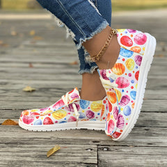Colorful Pattern Flat Skate Shoes Breathable Lightweight Casual Sneakers