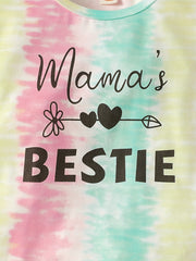 2pcs Baby Girls Tie Dye MAMA'S BESTIE T Shirt & Shorts Set