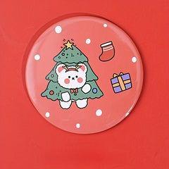 Christmas Theme Round Mirror Pocket Size Makeup Mirror for Travel