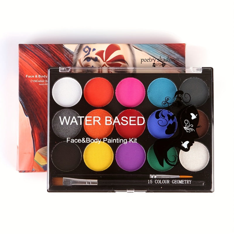 15-color Water Soluble Body Paint - Quick Drying Fluorescent Colors