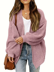 Casual Cardigan Women Solid Lantern Sleeve Open Front Cardigan
