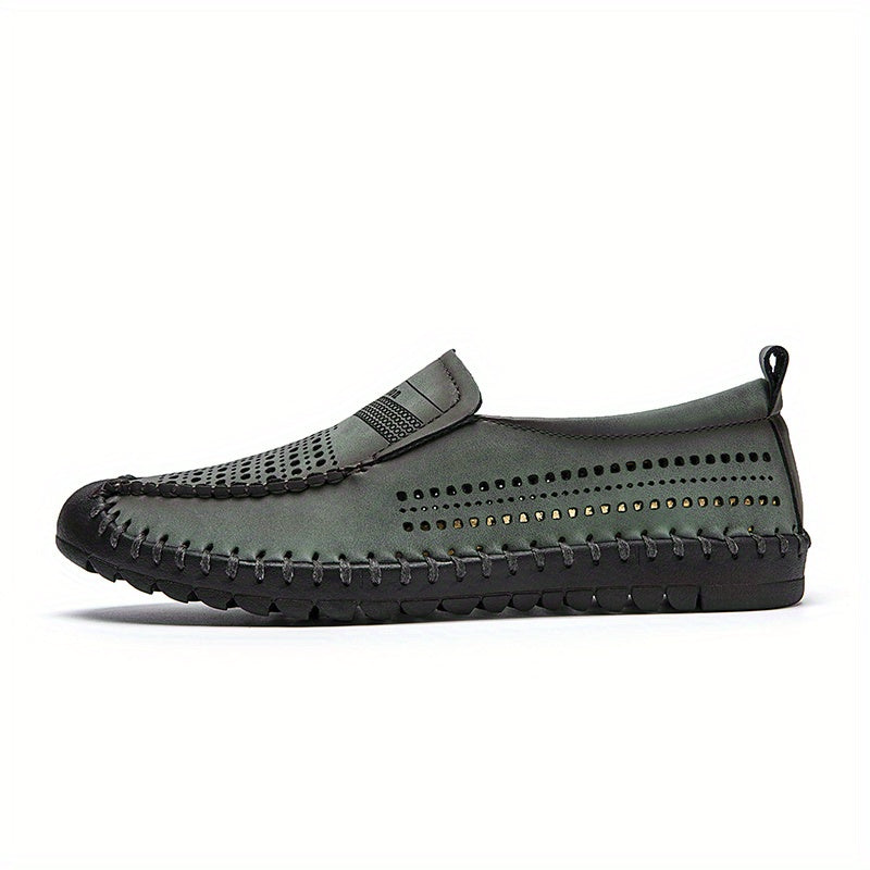 Men's No Tie Lace Mesh Slip On Shoes Outdoor Walking Casual Shoes