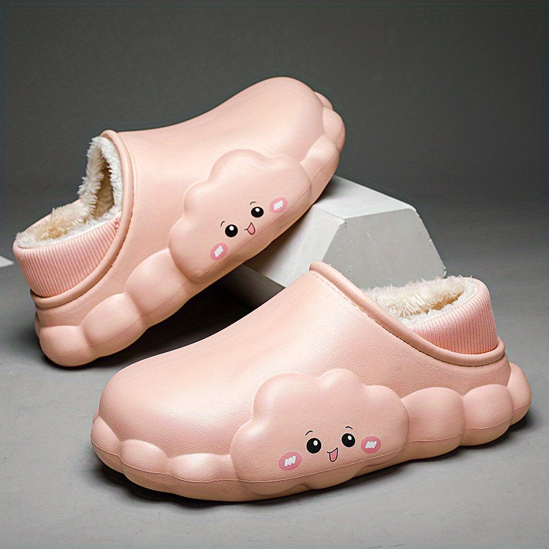 Women's Fleece Liner Slippers Round Toe Waterproof Anti Slip Slides