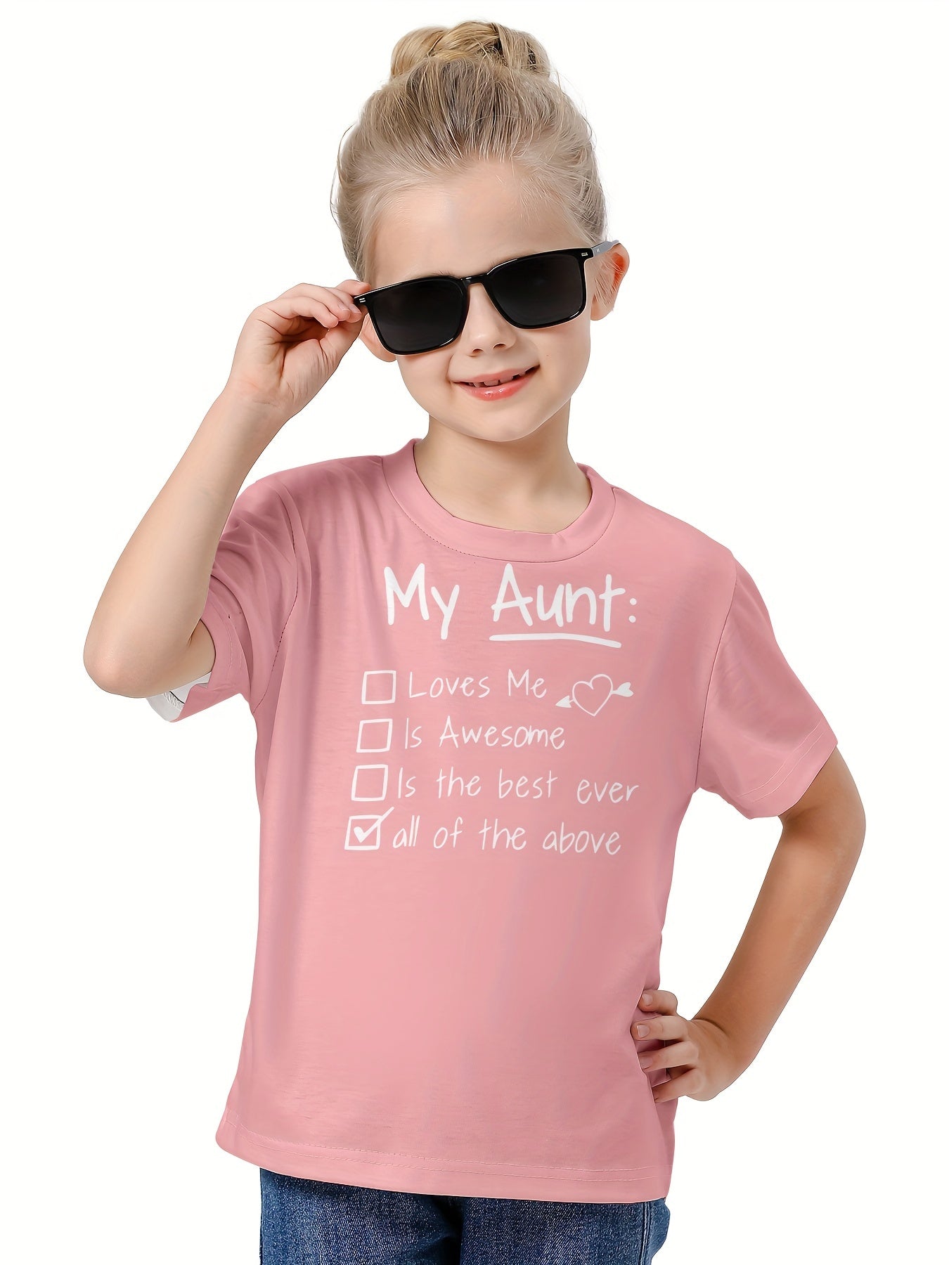 Girls Boys MY AUNT Short Sleeve T-shirt Summer Clothes Sports Gift