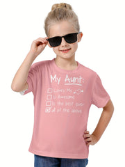 Girls Boys MY AUNT Short Sleeve T-shirt Summer Clothes Sports Gift