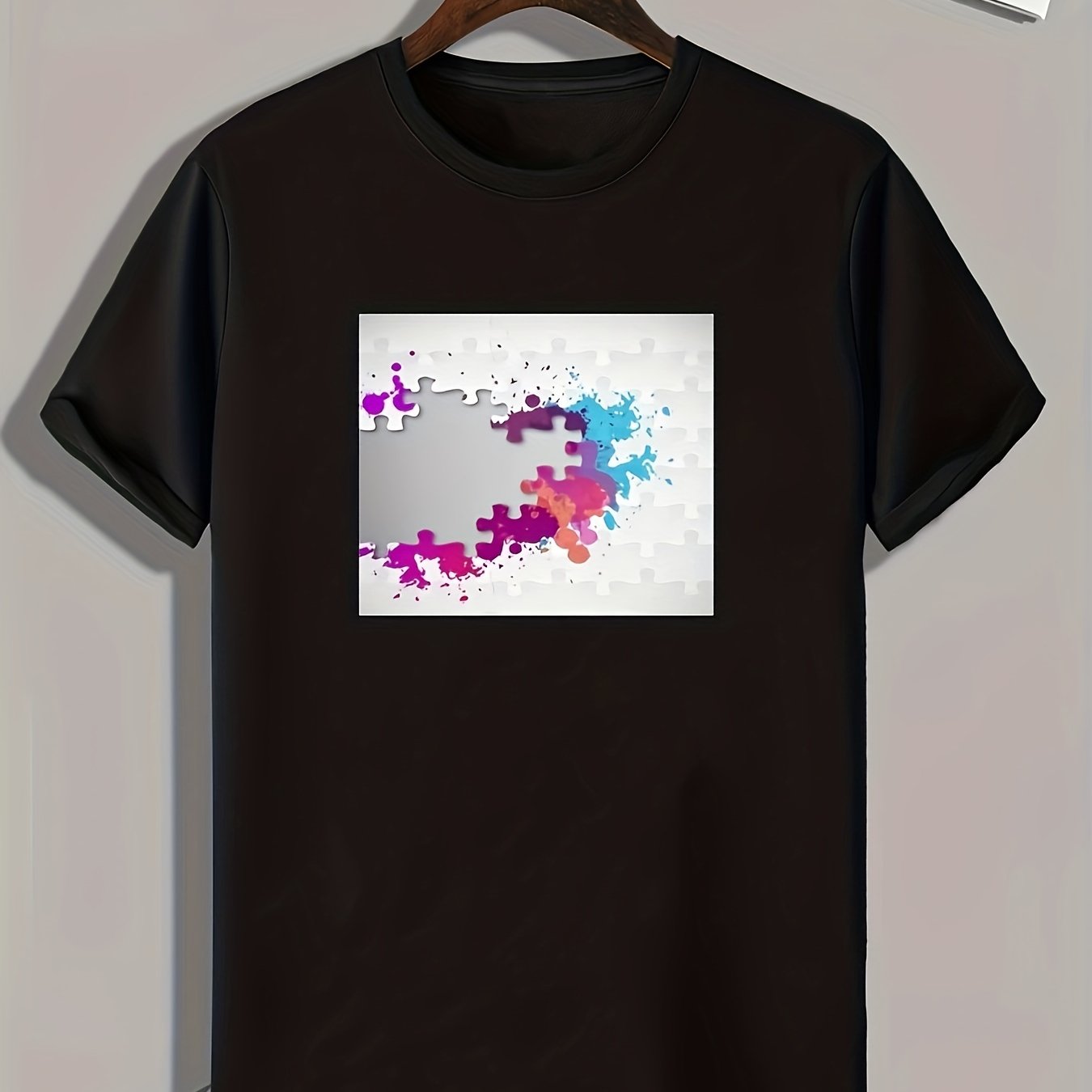 Puzzles Print Mens Graphic T shirt Casual Comfy Tees For Summer Mens Clothing