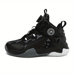 Boys Basketball Shoes Rotating Button Breathable Mesh Non Slip Sneakers