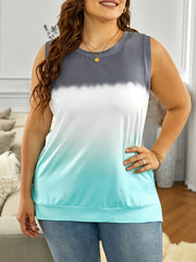 Colorblock Ombre Round Neck Tank Top