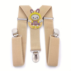 Beige Pink Children's Y-Shaped Cartoon Suspender Harness