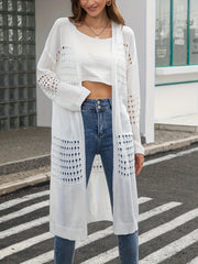 Crochet Cover Up Shirt Long Sleeves V Neck Lace Hollow Out Swimwear