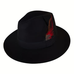 Wide Birm Fedora Hat Feather Decor Felt Hat