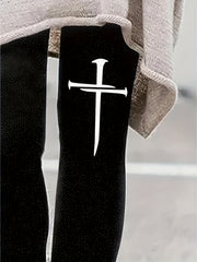 Women's Plus Cross Print High Rise Skinny Leggings