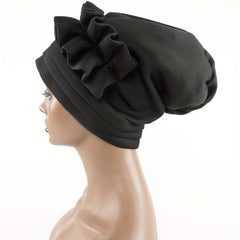 Three Layer Turban Cap Women Head Wrap Solid Casual Hijab Elastic Bandana