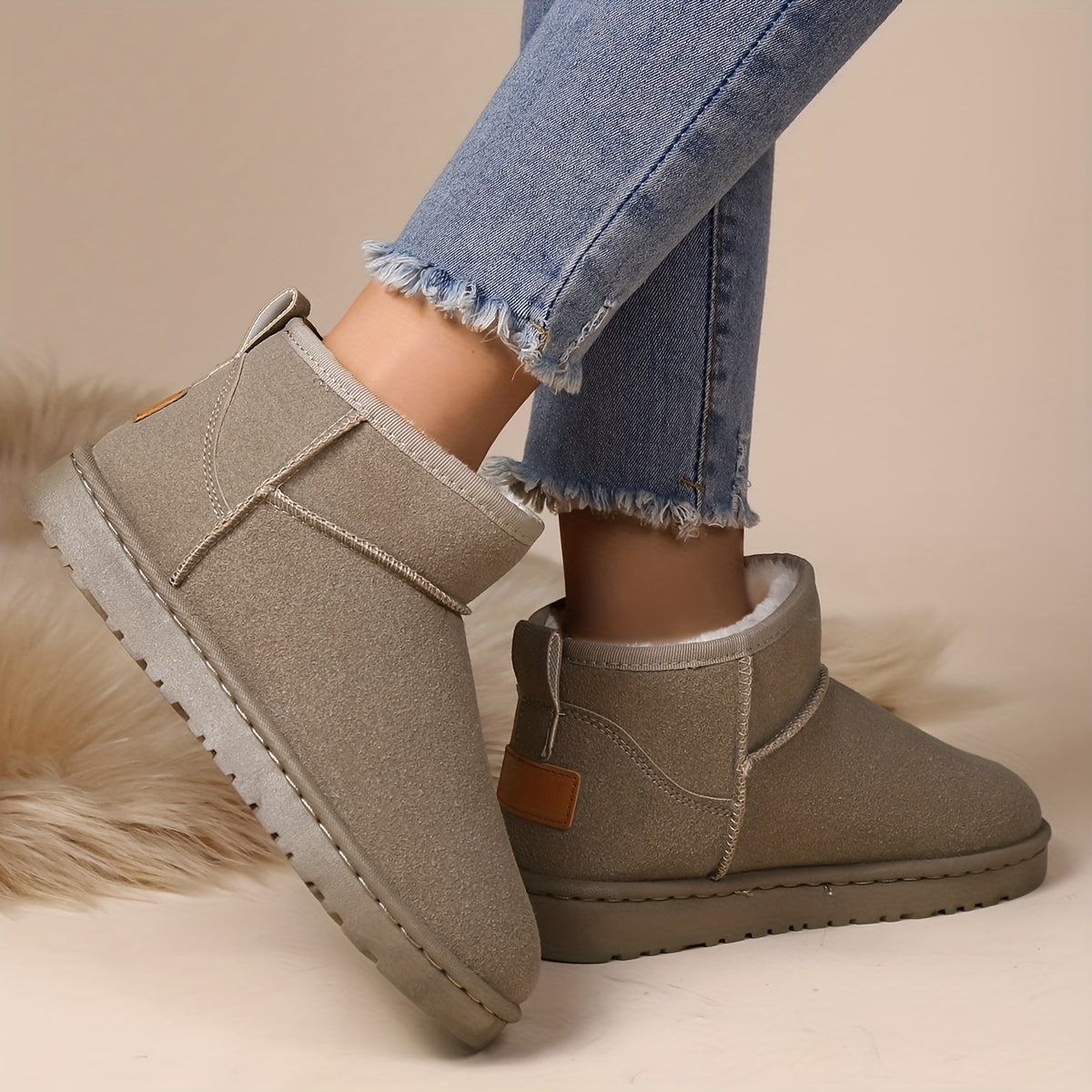 Women's Thermal Fluffy Snow Boots Slip On Warm Soft Sole Fuzzy Shoes