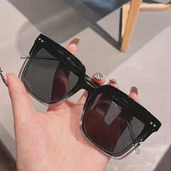 Square Sunglasses Rivet Decor Jelly Glasses UV400