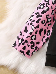 Girls Pink Leopard & Bow Cat Graphic Long Sleeve T Shirt