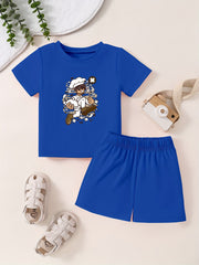 Cartoon Pattern Toddler T-shirt & Shorts Set