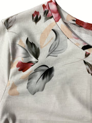 Floral Print Plus Size Short Sleeve Mini Dress