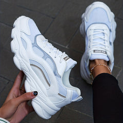 Lace Chunky Dad Shoes Thick Bottom Mesh Running Shoes Women's Footwear