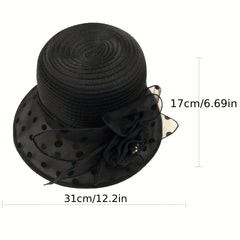 Polka Dot Stitching Bucket Hat Sun Hat Organza Derby Hat Lightweight
