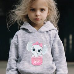 Kids Elephant Pocket Print Hoodie & Pants Set