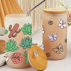 6pcs Cartoon Animal Stickers Waterproof Cup Decorative Stickers For 16oz Cup