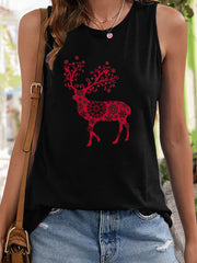 Christmas Deer Print Sleeveless Sports Vest