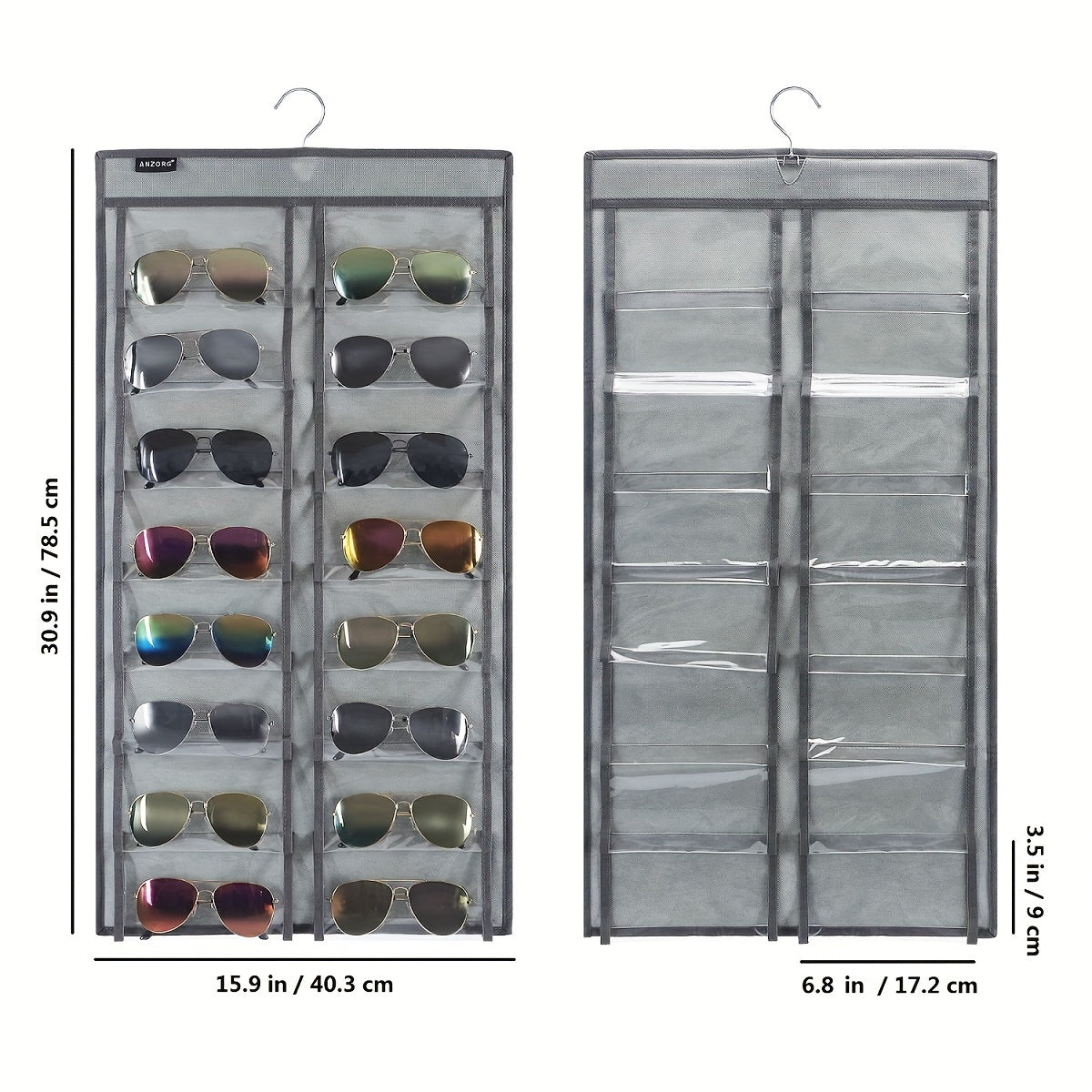 Dual Sided Hanging Sunglasses Organizer Wall Eyeglass Holder Sunglass Rack
