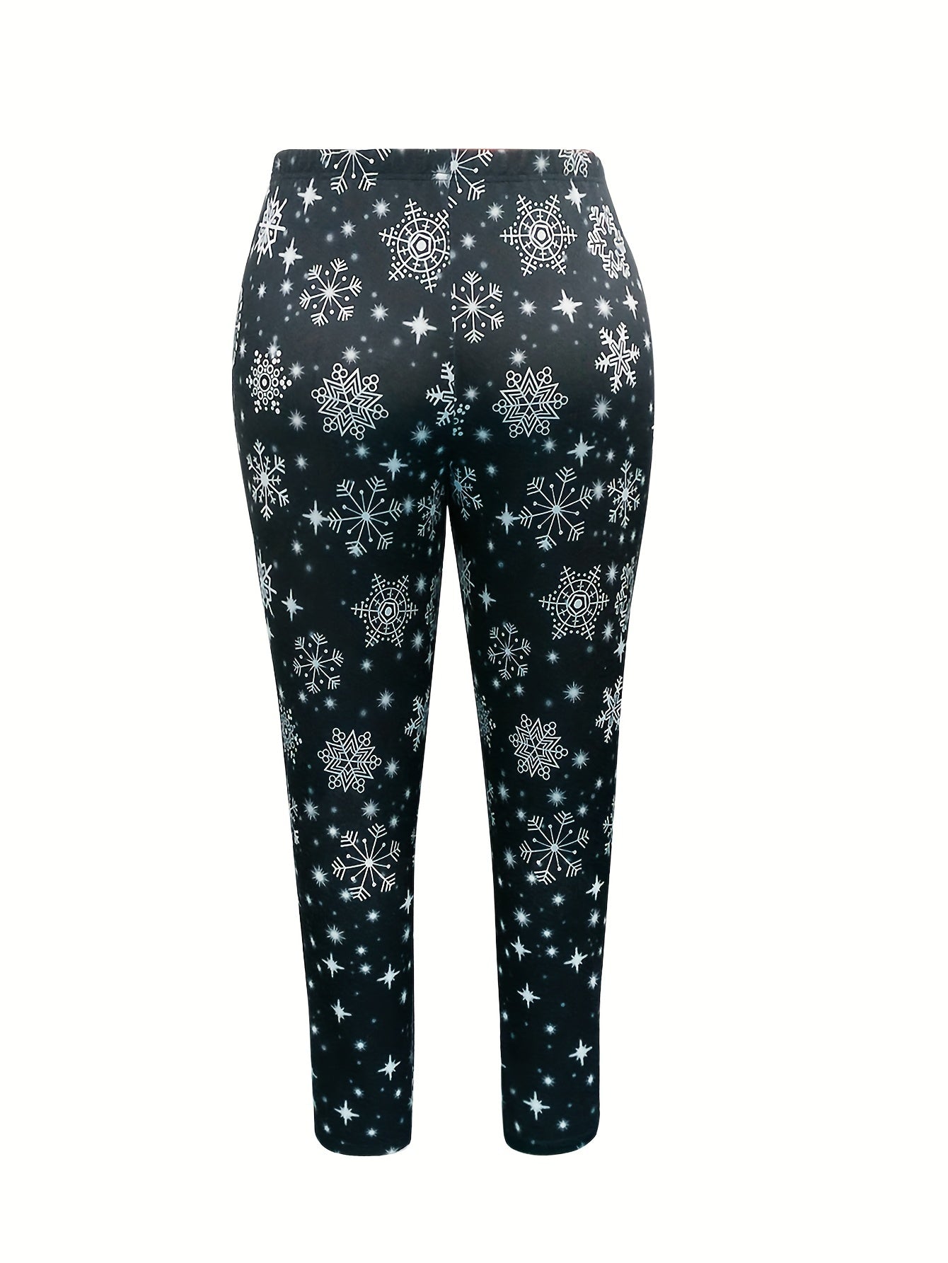 Glitter Snowflake Print High Rise Leggings