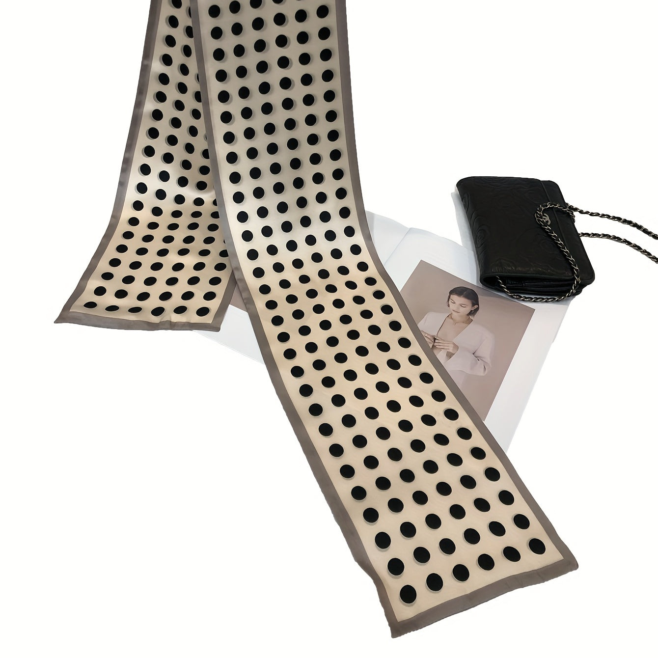 Y2K Silk Polka Dot Scarf Neckerchief Stylish Head Band Hair Tie