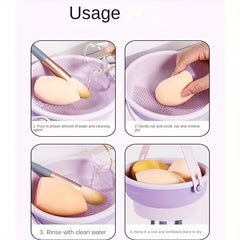 2-in-1 Silicone Brush Cleaning Mat with Holder