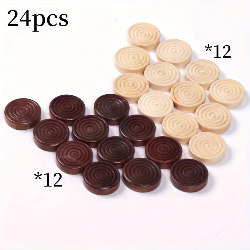 24pcs Wooden Backgammon Pieces Wooden Checker Pieces Set 2