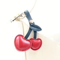 Small Cherry Key Chain Keyring Faux Leather Fruit Keychain Pendant